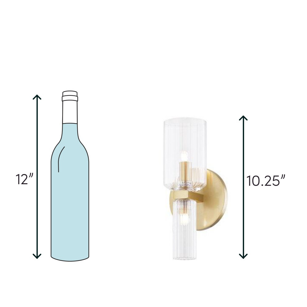 2 Light Glass Dimmable Candle Wall Light, Aged Brass