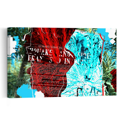 San Francisco Disaster Headlines Abstract Dramatic Vintage Pine Urban Architecture Wall Art Print