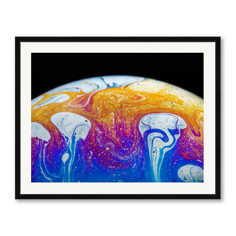 Soap Bubble Close Up Print by Philippe Monthoux, Black Framed Paper, 25.2" H x 31.2" W