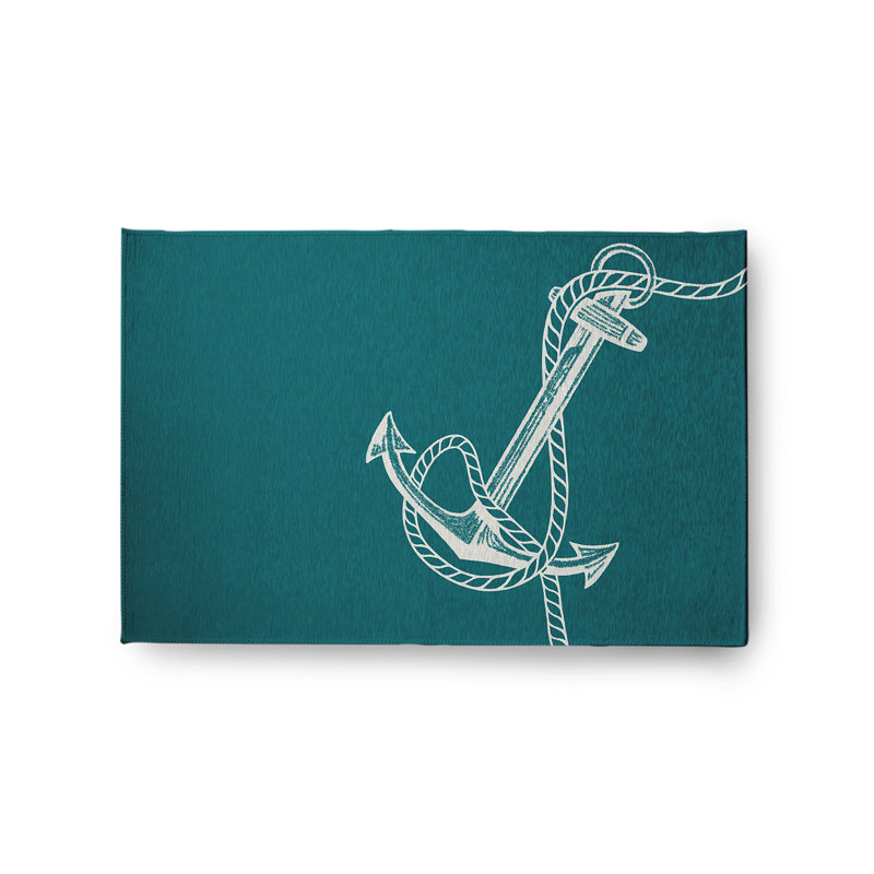 Tapis bleu sarcelle Nautical Nights, Rectangle 2 pi x 3 pi