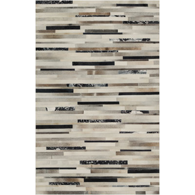 Trail Geometric Area Rug in Brown/Silver/Ivory