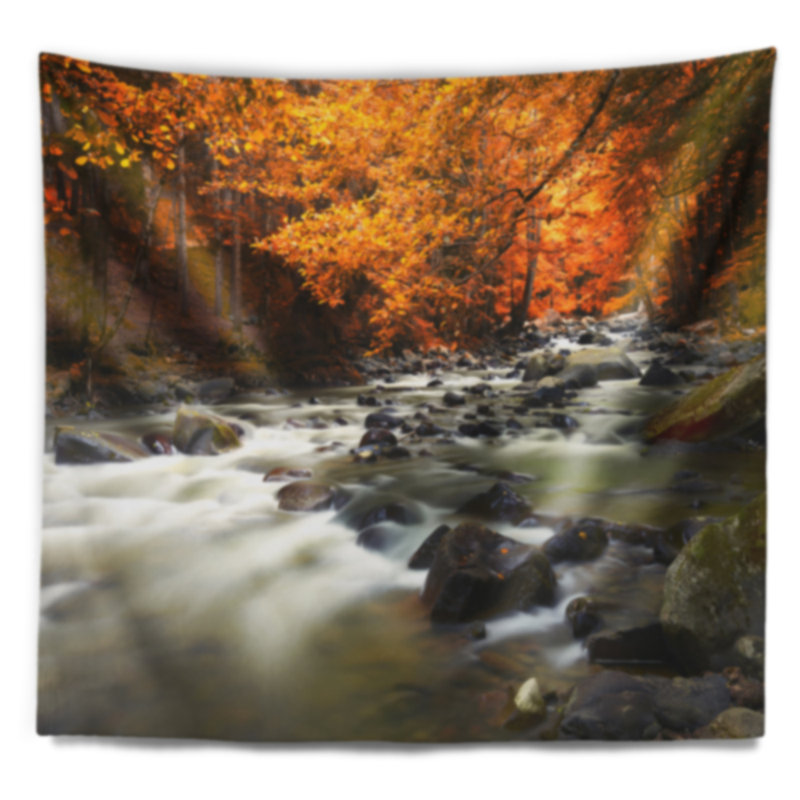 Tapisserie de polyester avec des arbres et de la rivière avec accessoires suspendus inclus, H 68 po x l 80 po