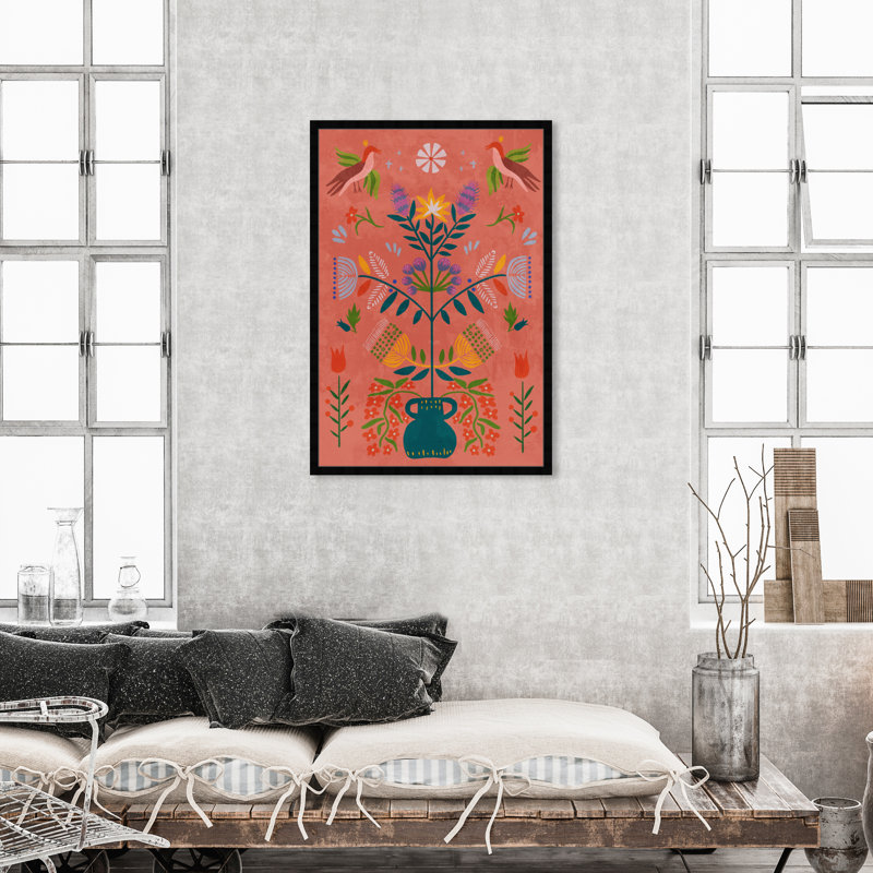 Bohemian Botanical Illustration by  - Picture Frame Print, Noir, H 47 po x l 32 po