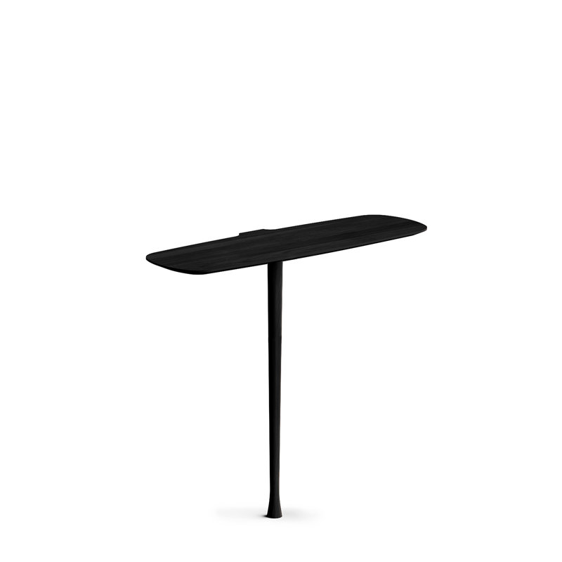 Small Black Walnut and Ash Oval Pedestal Console Table