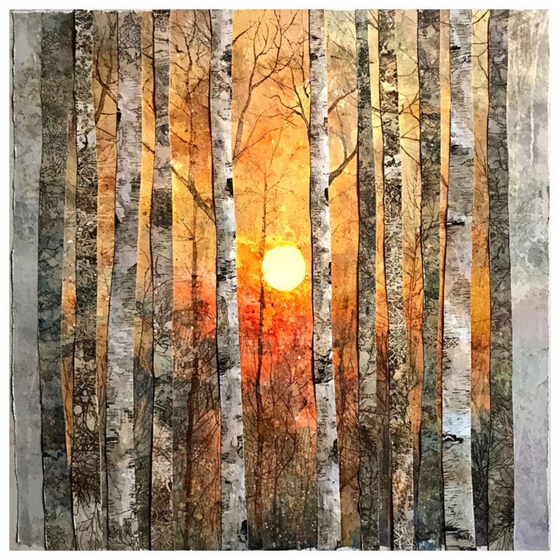 Birch Trees Sunset Duvet Covers, Twin