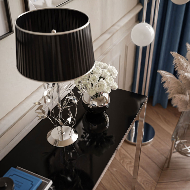 Calexico Console Table, Black, 79cm H x 100cm W x 30cm D, Chrome