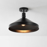 Ladarrell Matte Black 15'' W 1 - Bulb Outdoor Semi Flush Mount