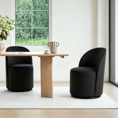 Ensemble de 2 fauteuils demi-tonneau rembourrés pour la cuisine et la salle à manger, chaise de salle à manger ronde moderne en velours de style Mid-Century, fauteuil d'appoint pour meuble-lavabo pivotant à 360 degrés et confortable pour le salon de la chambre à coucher