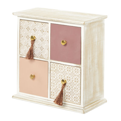 Boîte à bijoux en lin et bois