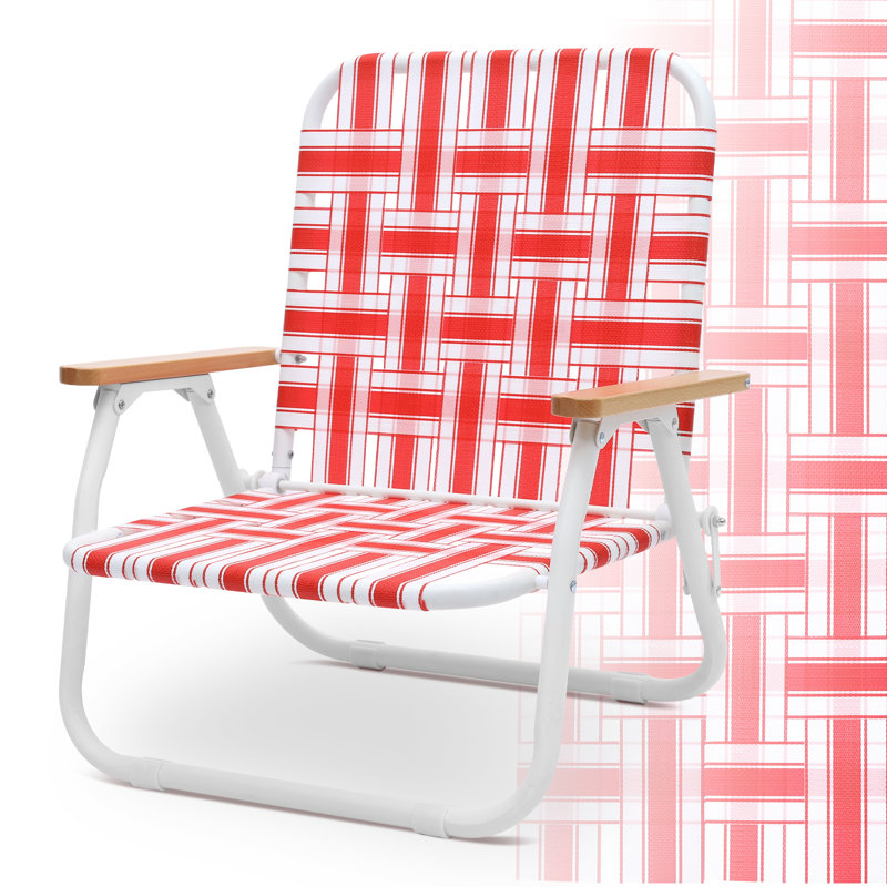  Camping Chair, Beach Chair For Adults With Highback, Folding Lawn Chair With Webbed Airflow Mesh, Patio Chair With Rust-Proof Coating, Webbed Lawn Chair For Outdoor, Fishing, Backyard, Red