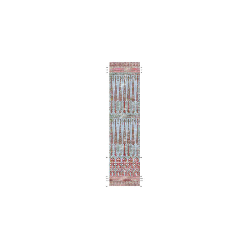 Panneau de papier peint avec repose-pieds L 12 pi x l 34 po Topkapi, Turquoise / rouge