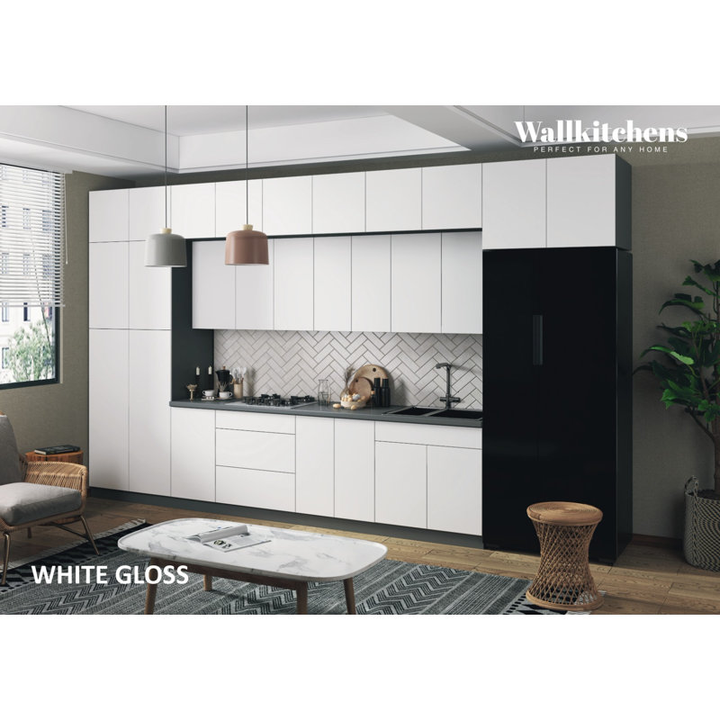 Ensemble d'armoires de cuisine en panneau de fibres à densité moyenne (MDF) H 96 po x l 180 po x P 107 po FK-Serene