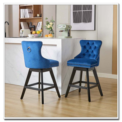 Tabourets de bar pivotants en velours capitonné, chaises de bar et tabourets de bar