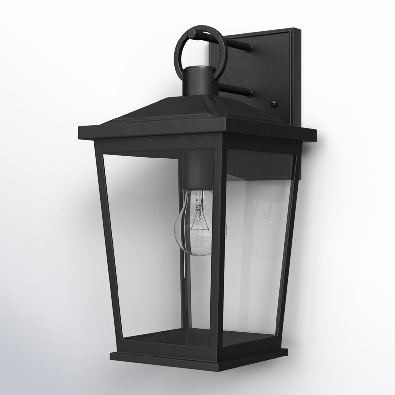 Outdoor Wall Lantern, Textured Black, 14" H x 7.5" W x 8.5" D