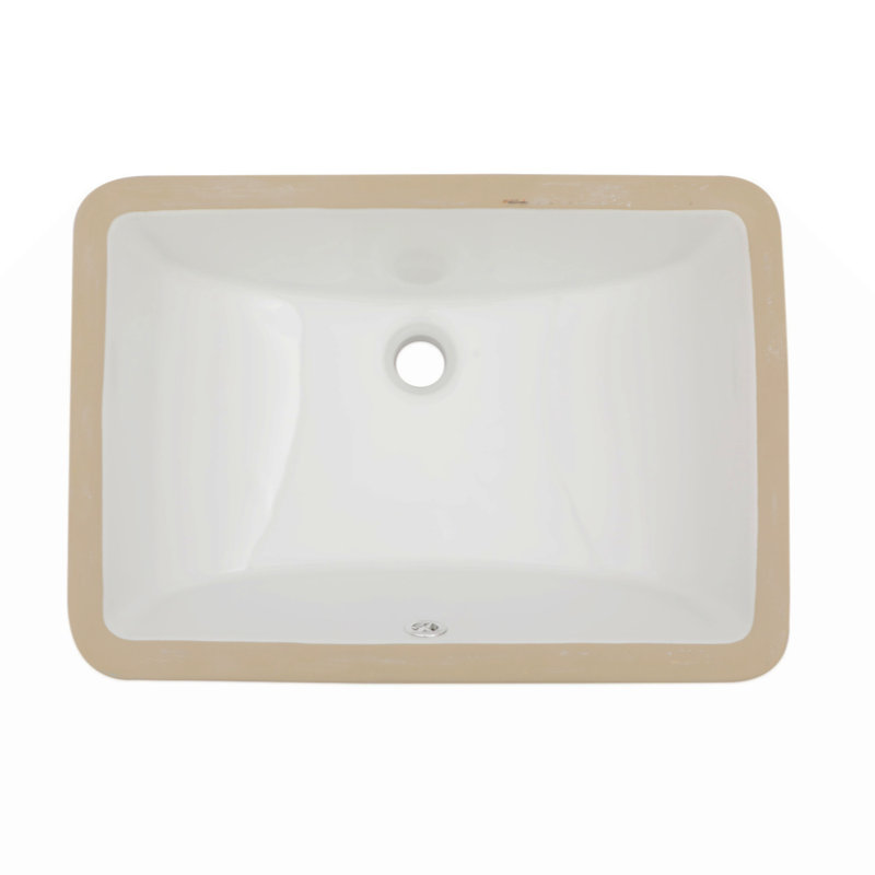 Ceramic Rectangular Undermount Bathroom Sink With Overflow Pedestal Sink