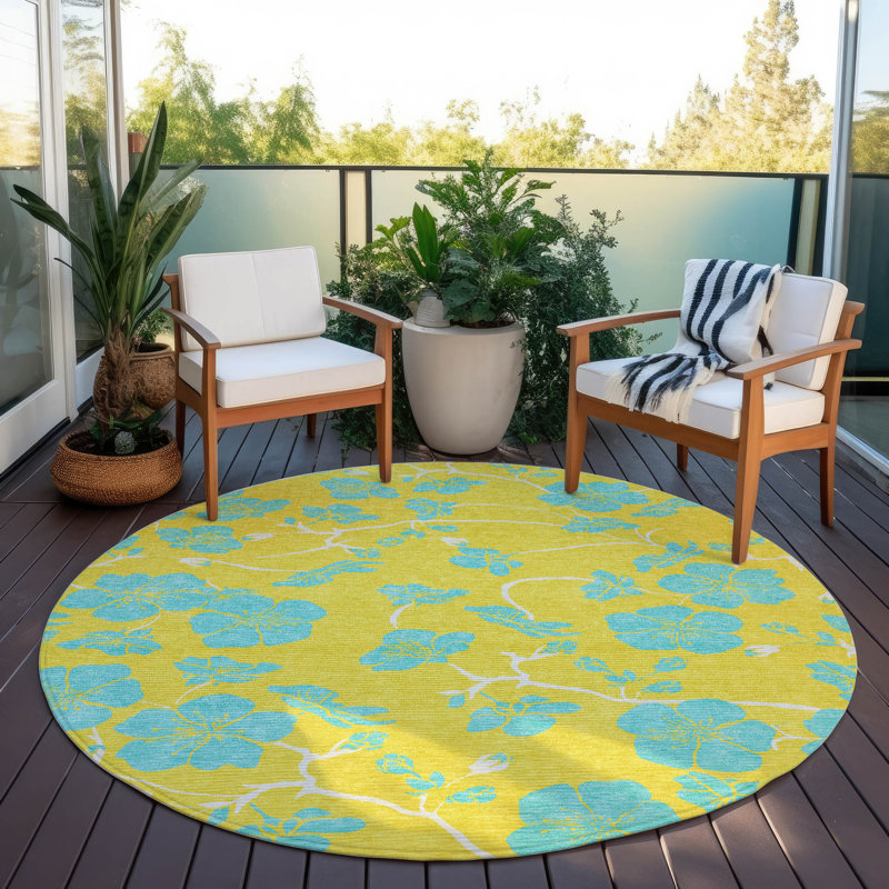 Machine Washable Indoor/Outdoor Chayden ACN1032 Rug, Round 8'