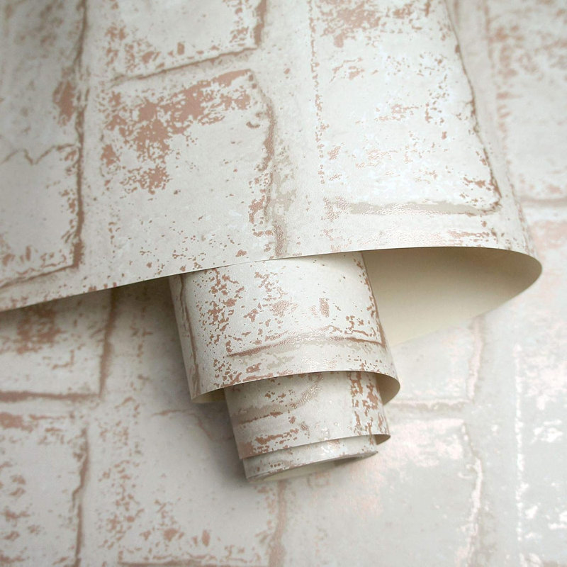 Adian Cream Rose Paper 10m x 53cm Metallic Finish Wallpaper Roll