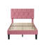 Structure de lit plateforme tapissier en velours rose avec tête de lit capitonnée en losange rose, aucun sommier tapissier requis-205811838-203563396