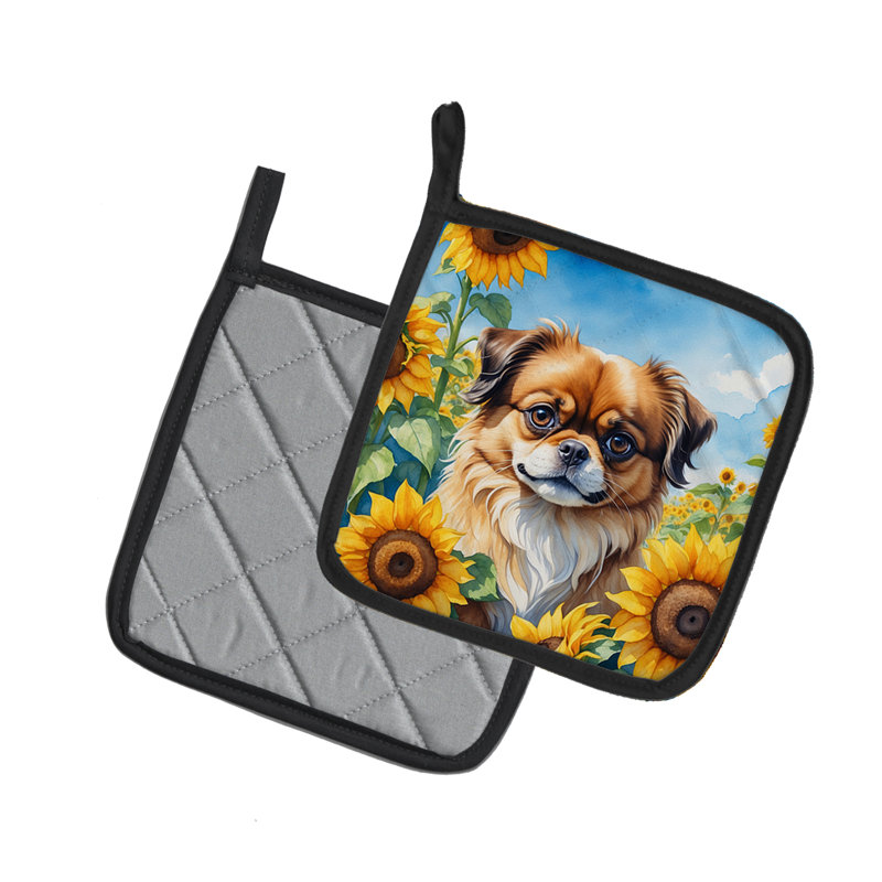 Caroline's Treasures In Sunflowers Floral Polyester Potholder Set