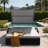 Outdoor Steel Frame Sun Lounger With Curved Sun Canopy, Adjustable Backrest, Hidden Side Table And Arched Armrests-785638480