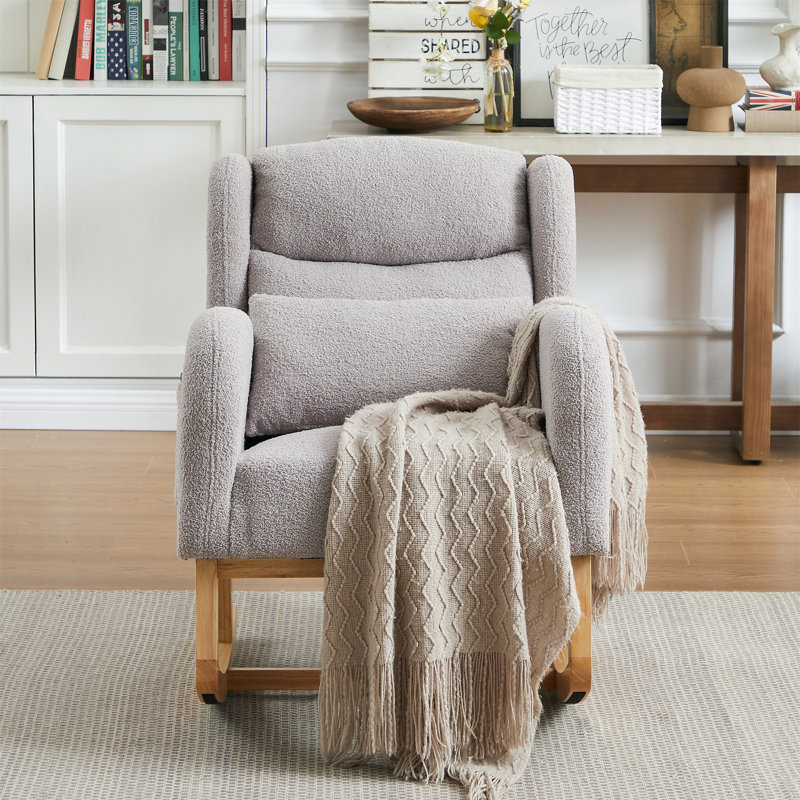 Chaise berçante moderne avec accoudoirs 27,2 po, Gris