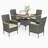 1-Piece All-Weather Square Rattan Patio Dining Table With Acacia Wood-1778622237