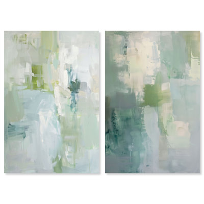 Ensemble de décorations murales sauge "Mossy Patches Duo" par Art Remedy, galerie tendue, 20 x 30