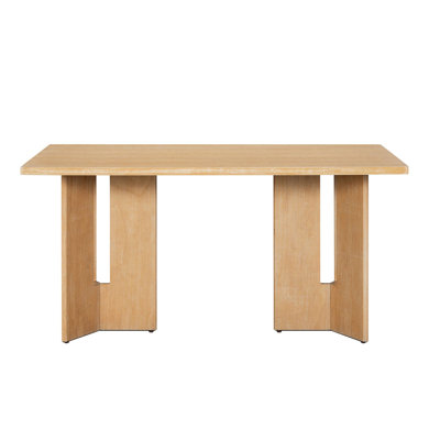 Farmhouse Wood Dining Table, 60" Rectangular Dining Table with Cutout Table Legs for Dining Room, Kitchen and Living Room