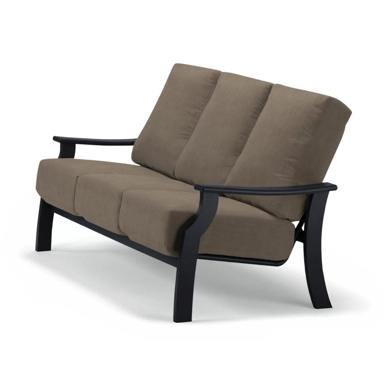 Canapé de patio profond avec coussins St. Catherine, Tissage uni cendre coulée Sunbrella®, Noir