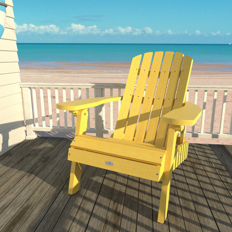 Chaise Adirondack pliante et inclinable Middiler, Jaune rayon de soleil