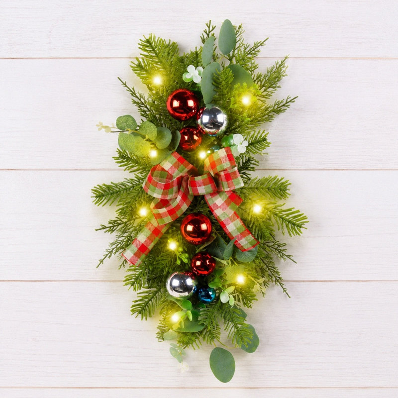 Guirlande lumineuse artificielle de Noël en forme de larme pour porte d'entrée