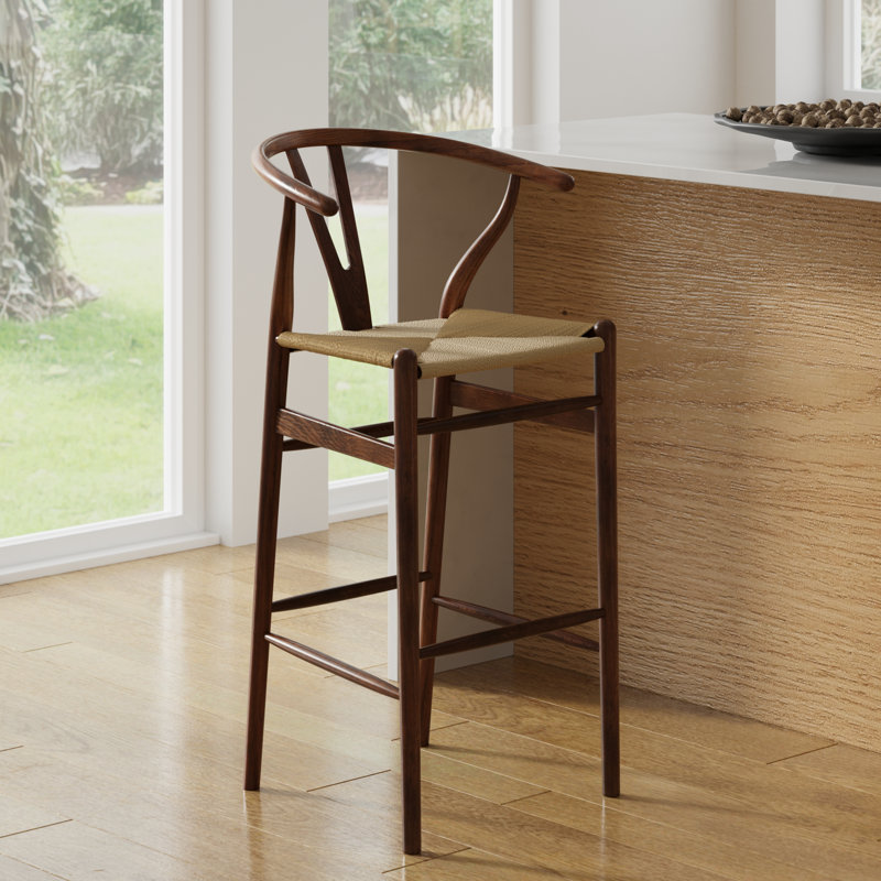 Etta Solid Wood Bar & Counter Stool, Bar Stool (30" Seat Height), Walnut/Natural