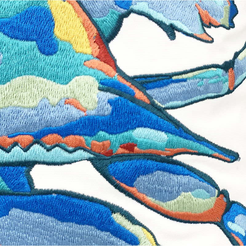 Embroidered Outdoor Throw Pillow