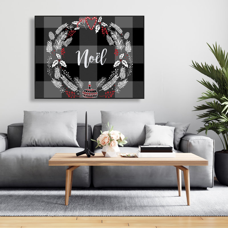 Couronne de Noël - Toile encadrée noire