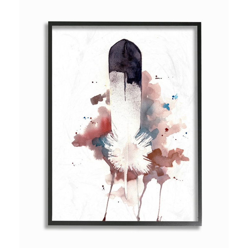 « oiseau plumes abstract aquarelle » par sean parnell, reproduction d’art, Giclée encadrée noir minuit