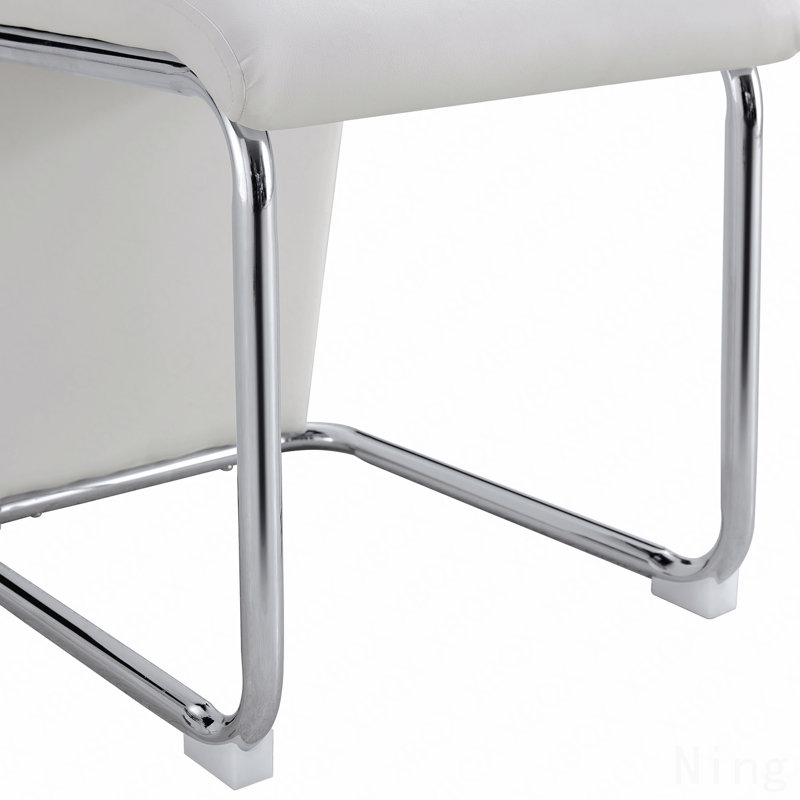 Ensemble de chaises de salle à manger 4 pièces, ensemble de chaises de salle à manger blanches, sièges à dossier haut en polyuréthane et pieds robustes
