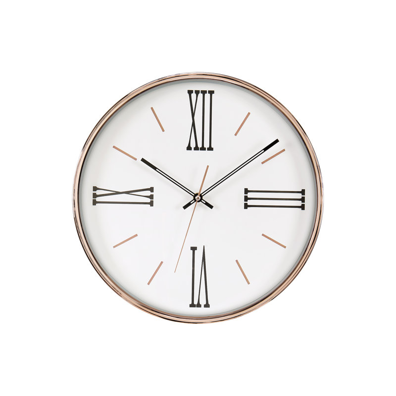 Clocks, 14" Round, Wall Clock, Gold Frame, Transitional