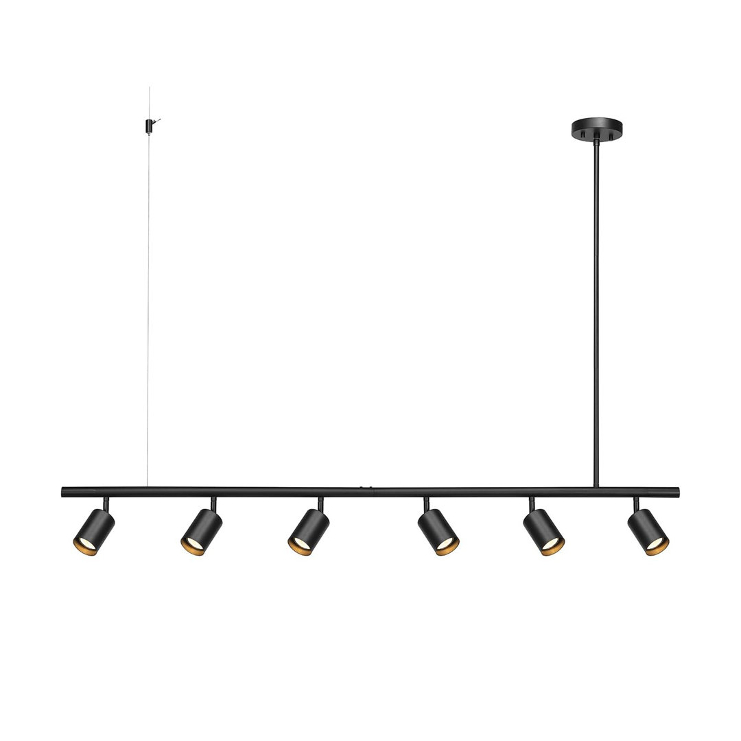55" 6-Light Matte Black Adjustable Height Track Lighting with Pivoting Track Heads Globe Electric Company