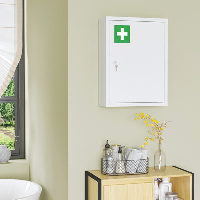 Armoire murale verrouillable en acier 16 po x 21 po, 3 niveaux, blanche, pour la salle de bain et la cuisine, entrée non autorisée, niveau 16 po x 21 po en acier, maximise le rangement