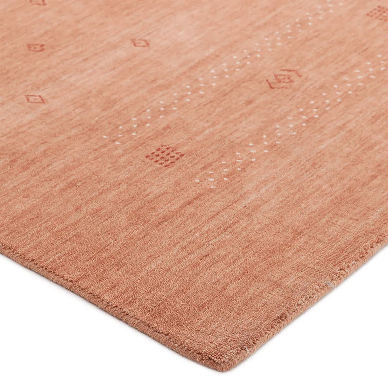 Simi Hand-Woven Geometric Cotton Wool Rug, Rectangle 5' x 8', Peach