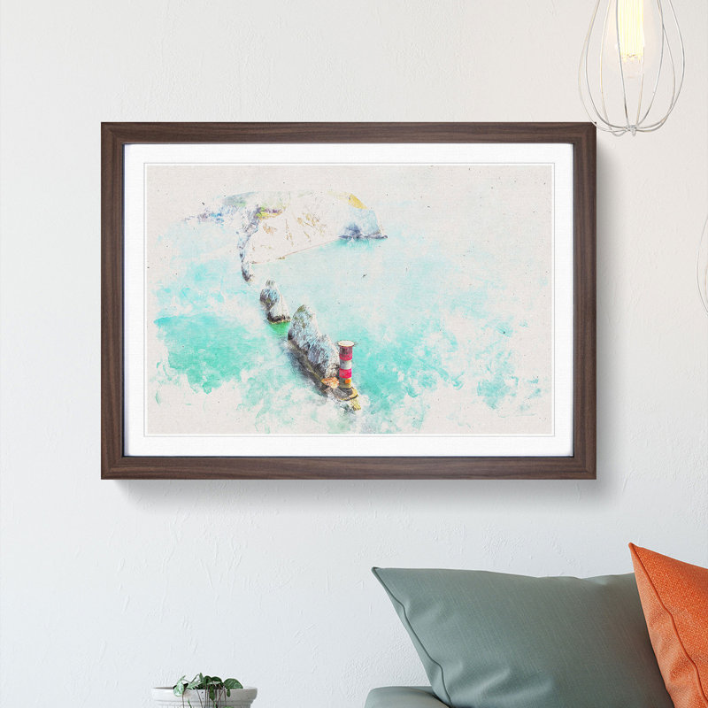 The Needles Isle of Wight - Picture Frame Painting Print, 33cm H x 45cm W x 2cm D, Walnut Framed