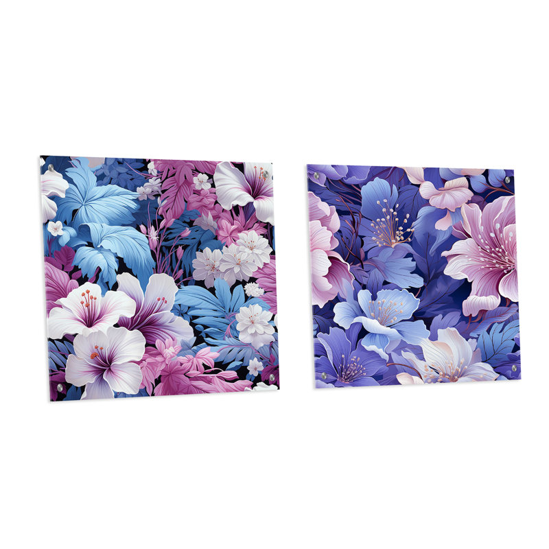 Ensemble de 2 art mural en verre Tranquil Dreamscape, H 36 po x l 73 po