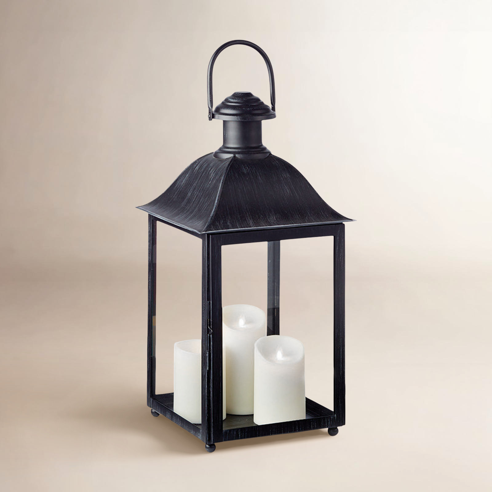 Idora Lantern, 23" H x 11.5" W x 11.5" D, Black