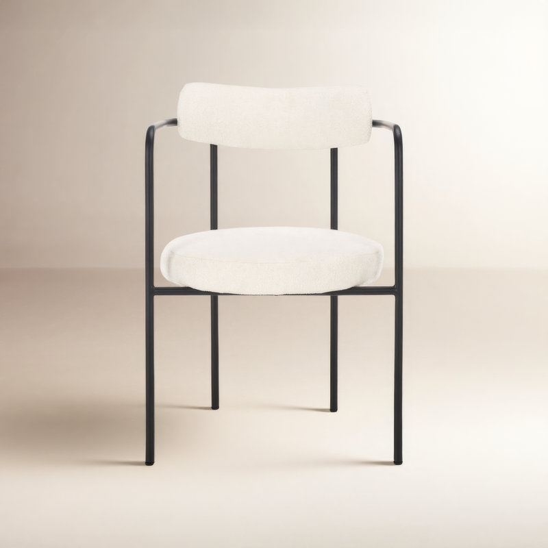 Liana 20'' H Boucle Upholstered Armchair, White Boucle