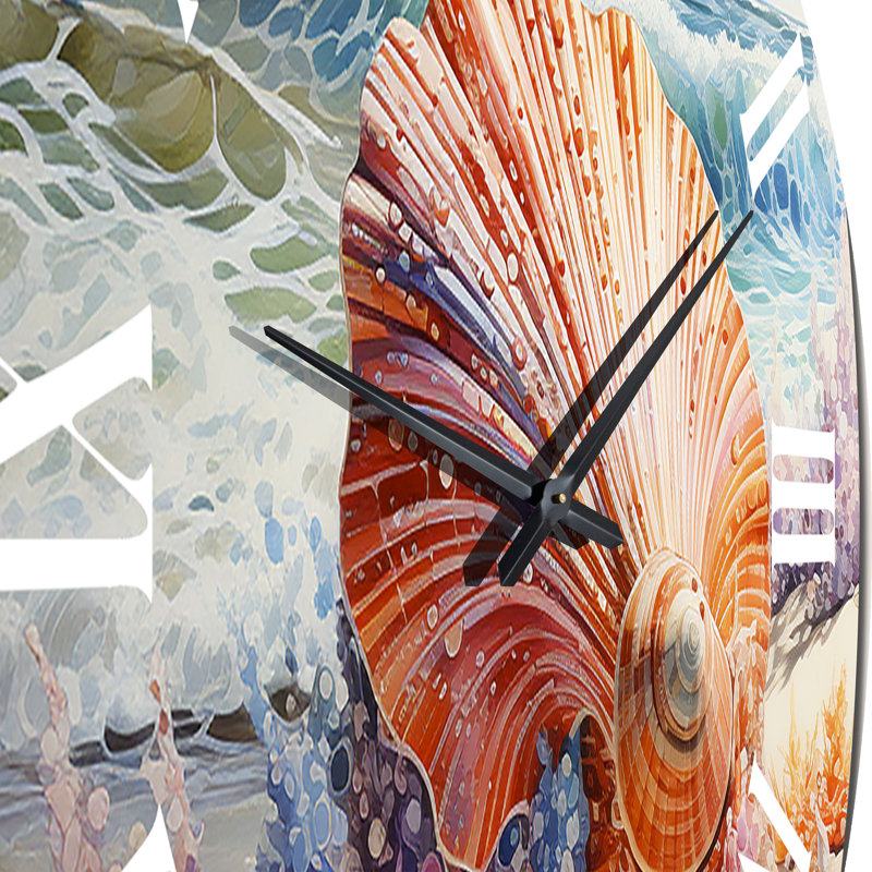 Horloge murale Beach Seashell Symphony Pointillism, Très grand