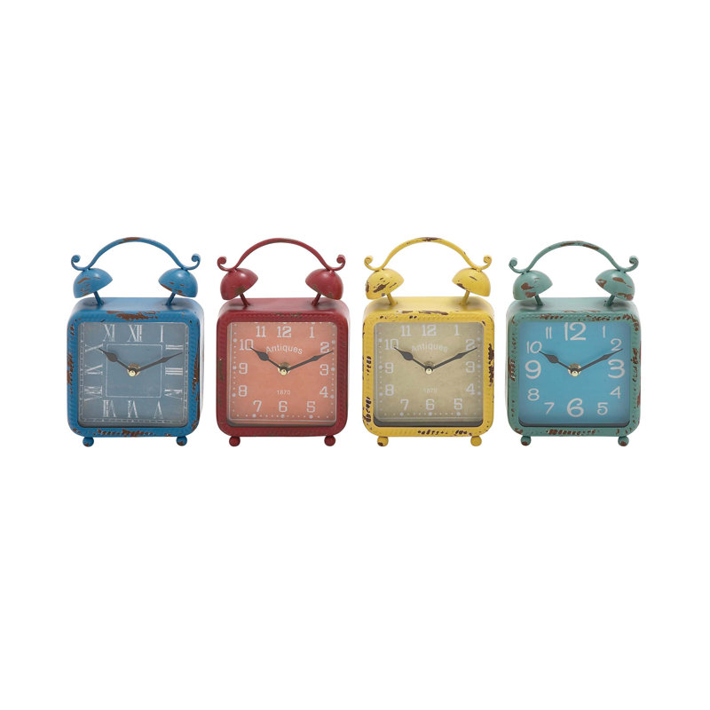Eclectic Analog Metal Tabletop Clock in