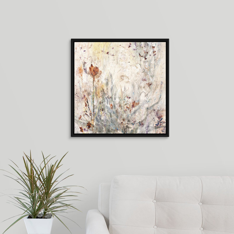 « natural luxe », peinture sur toile, Cadre flottant noir, H 21,7 po x l 21,7 po x p 1,75 po