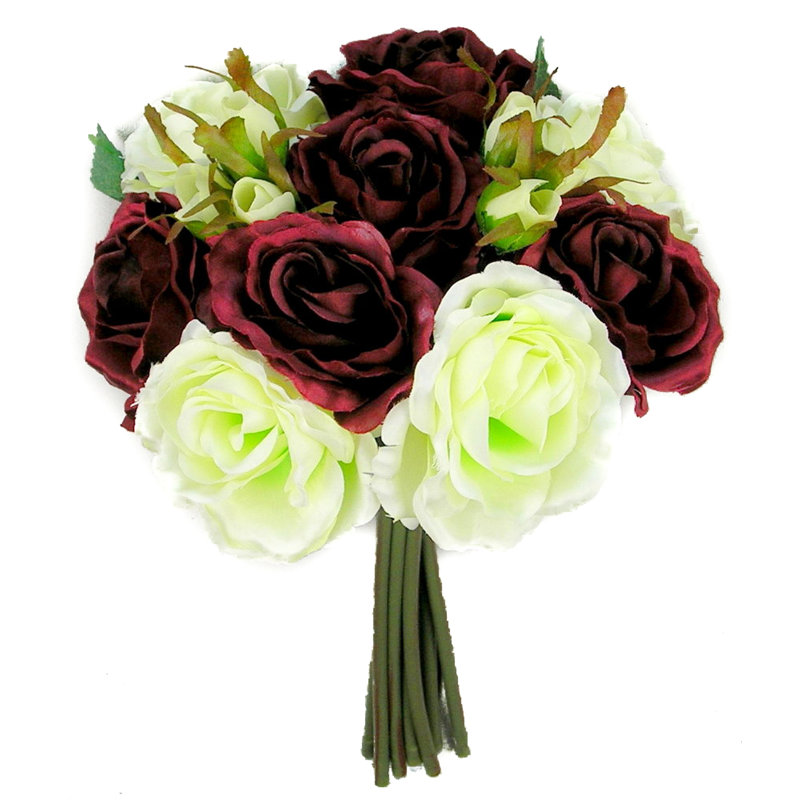 Arrangement floral rose, Bourgogne / Crème