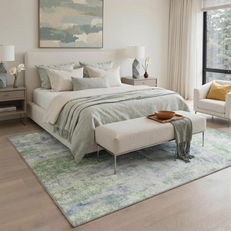 Washable Abstract Indoor Rug