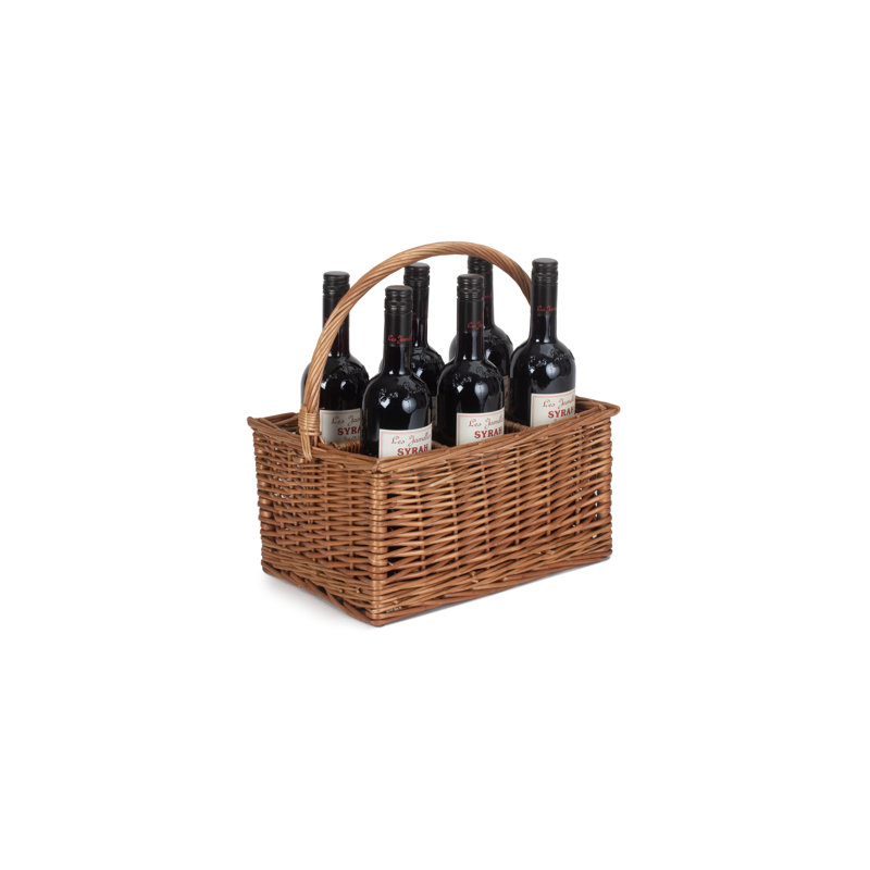 Wicker 6 Bottle Drinks Carrier Basket